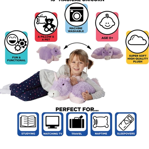 Magical UNICORN Pastel Purple and pink plush travel size pillow pet. - Picture 1 of 7